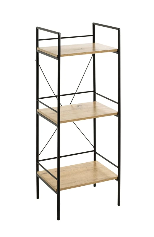 HAKU Möbel Rack Oak, Black, Mdf, Metal - Size: W 34 cm X H 96 cm X D 27 cm, Style: Modern