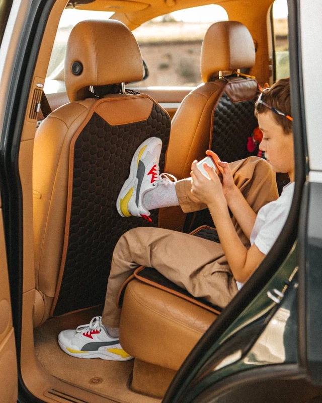 Owleys Kick Mats Back Seat Protector Seat Back Protectors Back Of Driver Seat Kick Mat Car Seat Cover For Kids Feet (Hexy One)