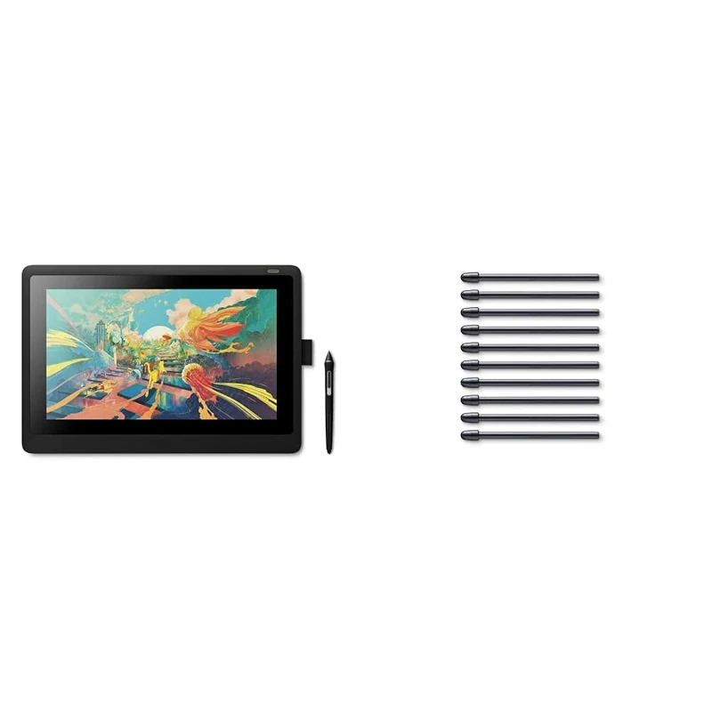 Wacom Cintiq 16 Creative Pen Display for On Screen Sketching, Illustrating and Drawing & ACK22211 Kit 10 Standard Tips for Pro Pen 2, Black