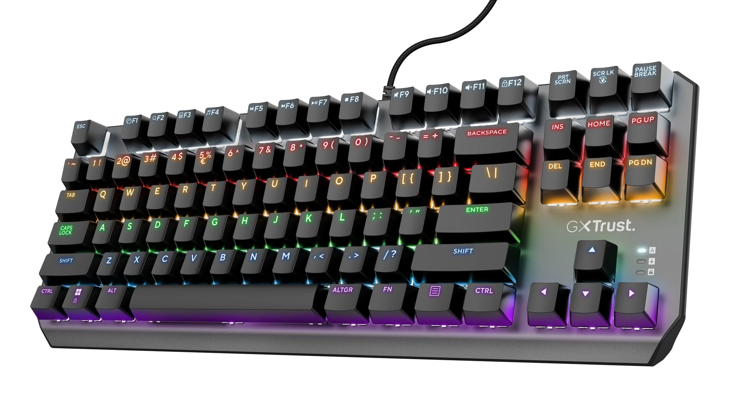 Trust Gaming GXT 834 Callaz TKL Mechanical Gaming Keyboard with UK Layout, Compact Tenkeyless Design (80%), Outemu Switches, Multicolour LED Lighting, USB Mechanical Keyboard for PC, Laptop, Mac