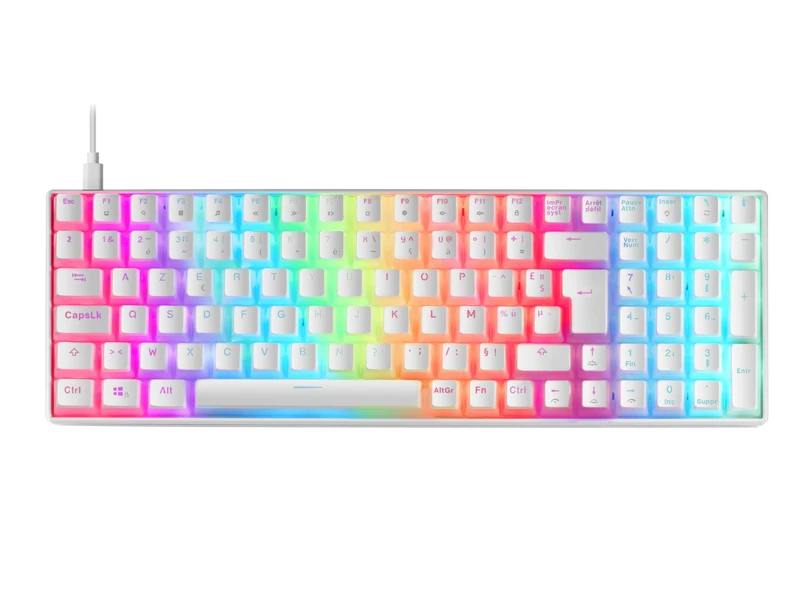 Mars Gaming MKULTRA, White RGB Mechanical Keyboard, Compact 96%, Switch Outemu SQ Blue, French Layout