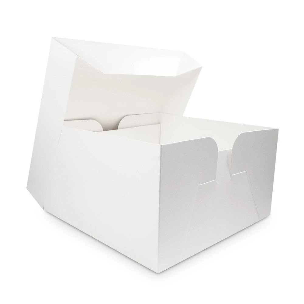 LARRYROO Pack of 5 x White Square Cake Boxes - Perfect for Transporting your Cakes! (8 Inch)