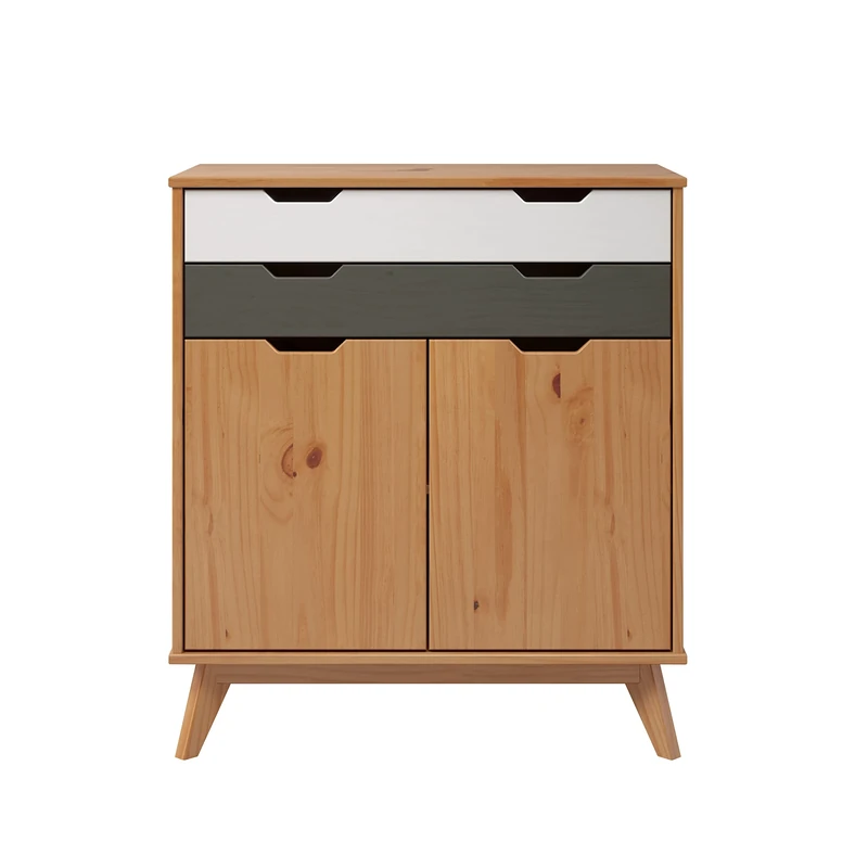 Inter-Furn Chest of Drawers Solid Pine Honey/Grey/White 80 x 90 x 40 cm