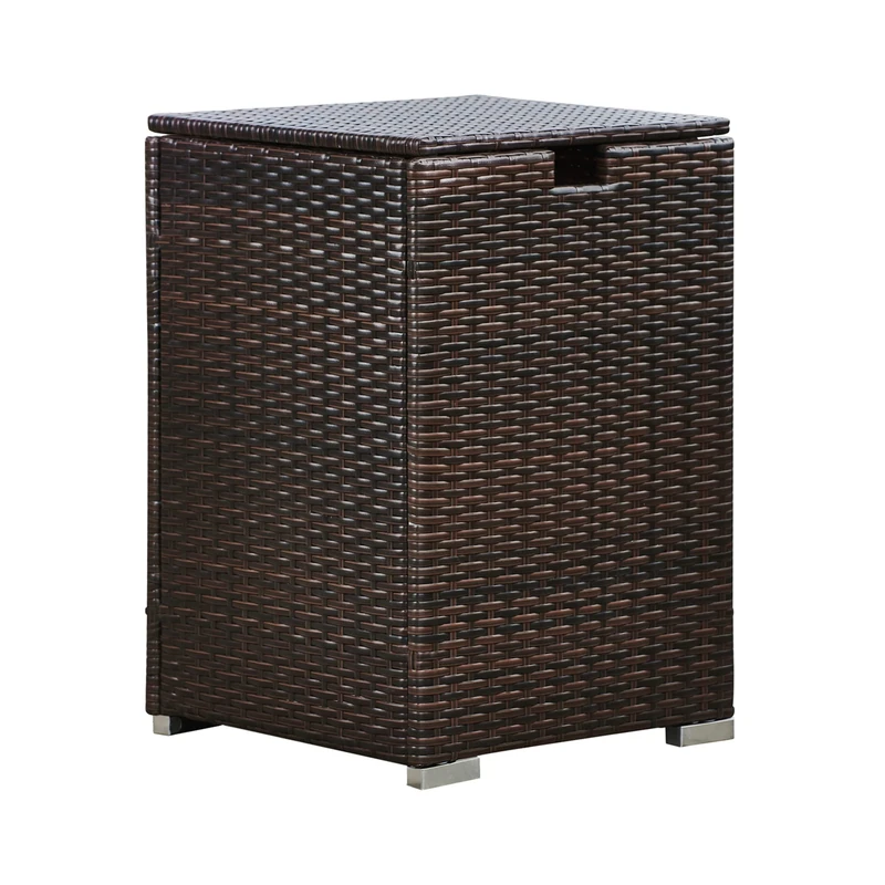 Teamson Home Outdoor Fire Pit Gas Bottle Tank Cover, Fire Pit Gas Storage Holder, Rattan Storage Holder Table with Lid, Garden Rattan Furniture - Image 1