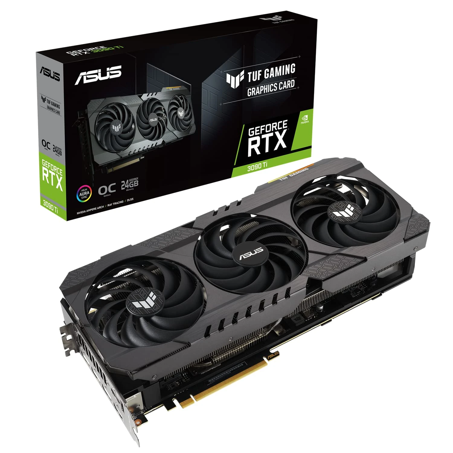 ASUS TUF GeForce RTX 3090 Ti OC Edition 24GB GDDR6X Gaming Graphics Card (Nvidia amp, PCIe 4.0, DLSS, ray tracing, GDDR6X memory, 2x HDMI 2.1, 3x DisplayPort 1.4a, TUF-RTX3090TI-O24G-GAMING)