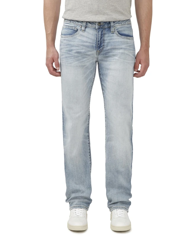 Buffalo David Bitton Men's Straight Six Jeans, Crinkled Mid Blue, 42 30