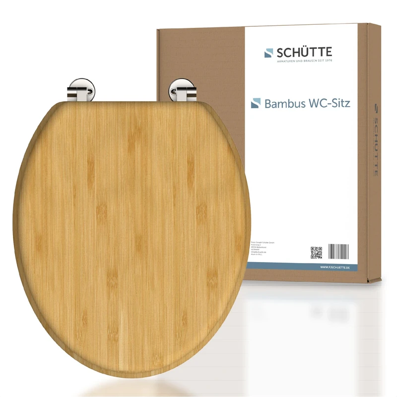Schütte 81001-A Bamboo, Solid, Sustainable lid Made Wood, Suitable for All Standard, Maximum Load Toilet seat 150 kg
