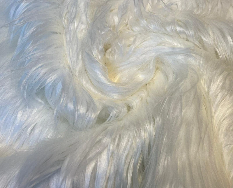 Super Luxury Faux Fur Fabric Material - Extra Long White, 1Mtr - 150cm x 100cm