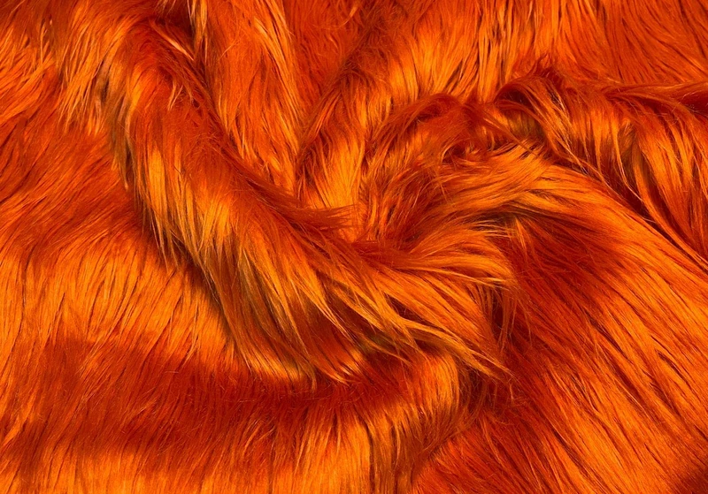Super Luxury Faux Fur Fabric Material - Extra Long Burnt Orange, 1Mtr - 150cm x 100cm