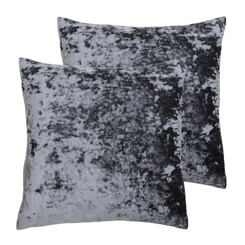 Paoletti Verona Feather Filled Cushions (Twin Pack), Polyester, Pewter