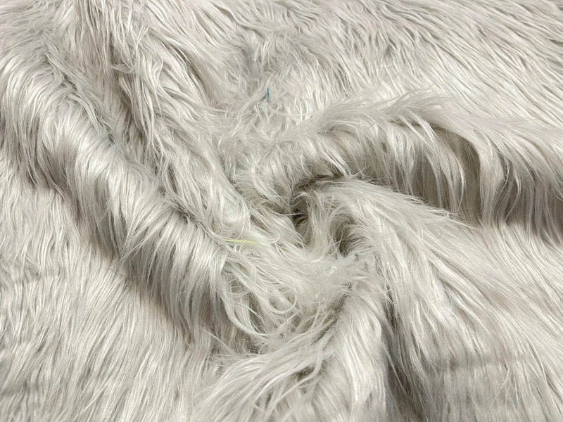 Super Luxury Faux Fur Fabric Material - Extra Long Silver, 1Mtr - 150cm x 100cm