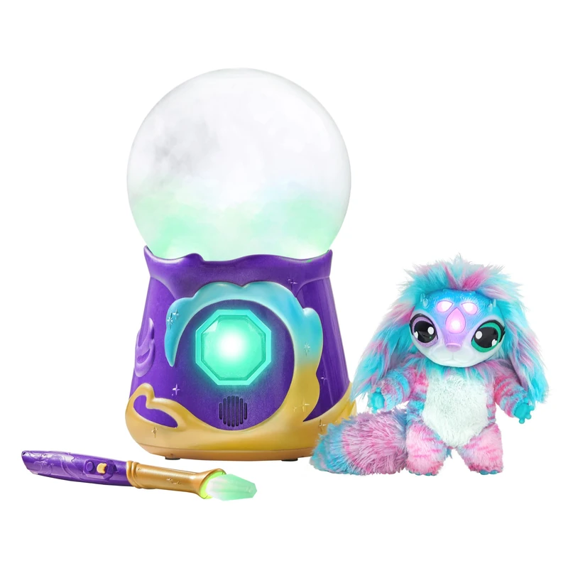 Magic Mixies Magical Misting Crystal Ball with Interactive Plush Toy for ages 5+, and 80+ Sounds and Reactions, Blue, 8 inch