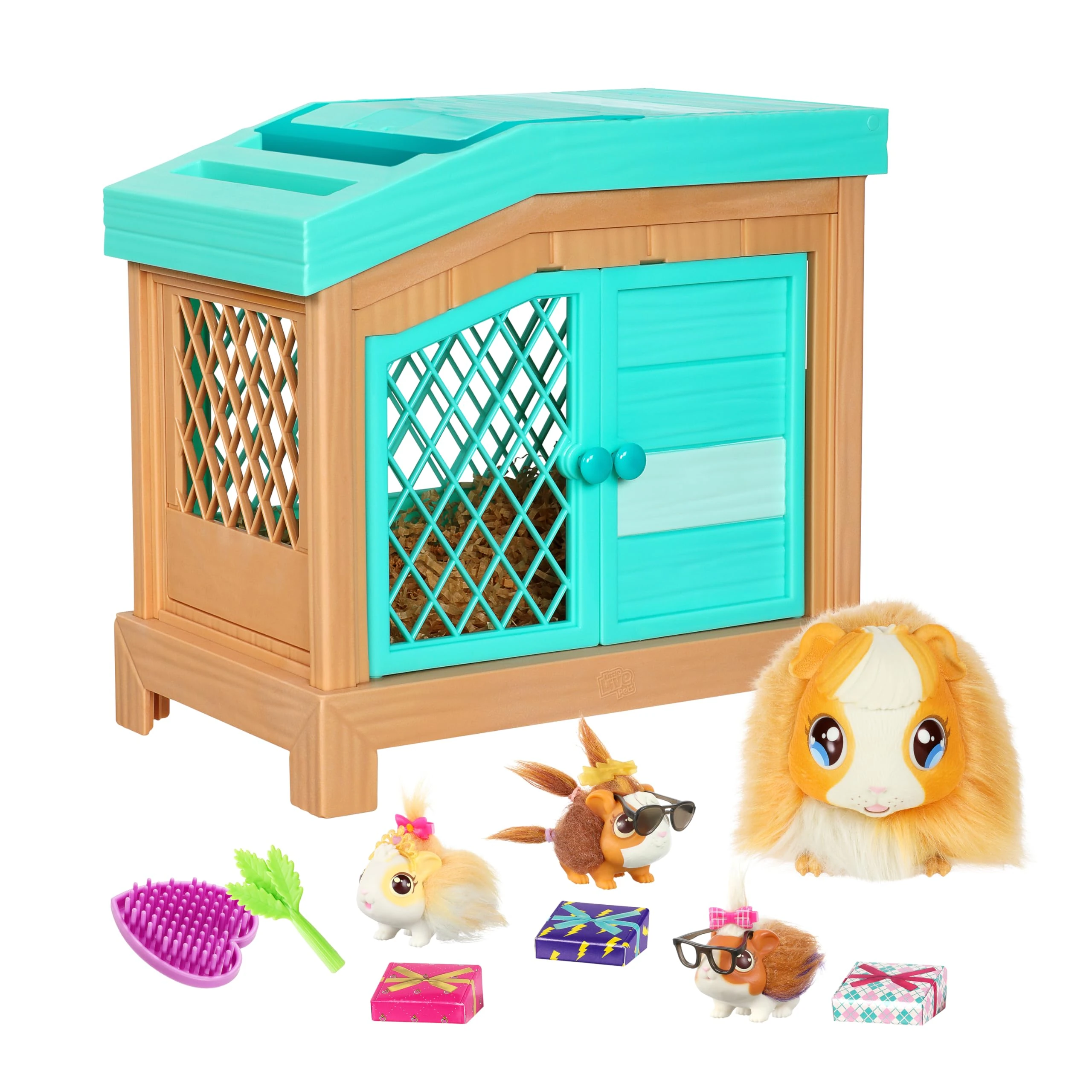 Little Live Pets 26410 Soft, Interactive Mama Guinea Pig and her Hutch, and her 3 Surprise Babies. 20+ Sounds & Reactions. Batteries Included. for Kids Ages 4+,7.8 x 11.93 x 11.38 inches
