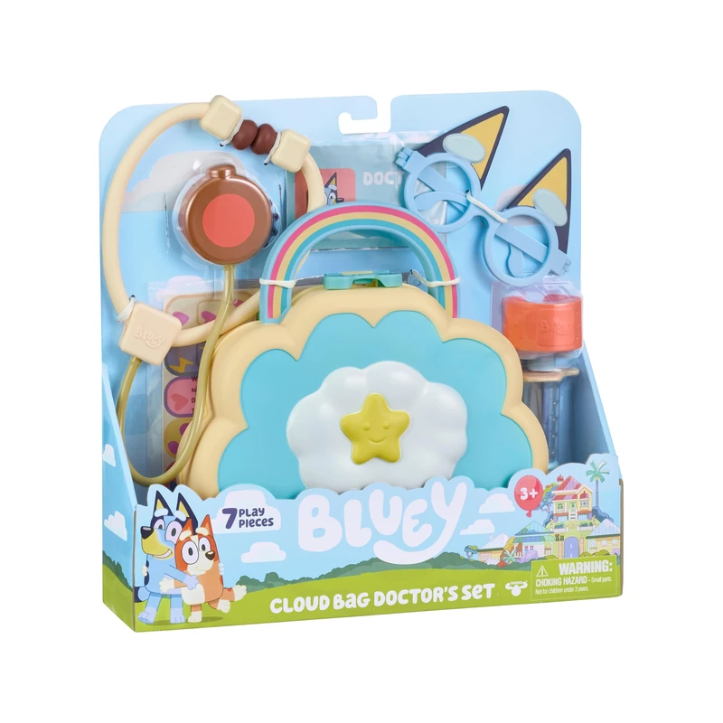 Bluey Cloud Bag Doctor's Set, Doctor Check Up Set, Toy Doctor's Playset with 7 Play Pieces, Multicolor (13095)