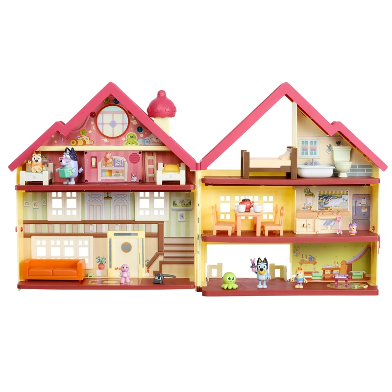 Bluey EXCLUSIVE Ultimate Lights and Sounds Playhouse and Toy Box, 29 Accessories, 4 Characters – Bluey, Bingo,Chattermax and Nana, 50 Sounds and Phrases featuring moving Dance Floor and Lights
