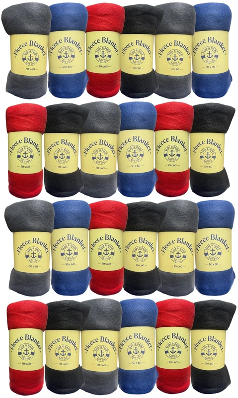 YACHT & SMITH Soft Fleece Blankets 50 X 60, Lightweight, Cozy Warm Throws Dark Colorful Blanket Sofa Travel Outdoor, Wholesale