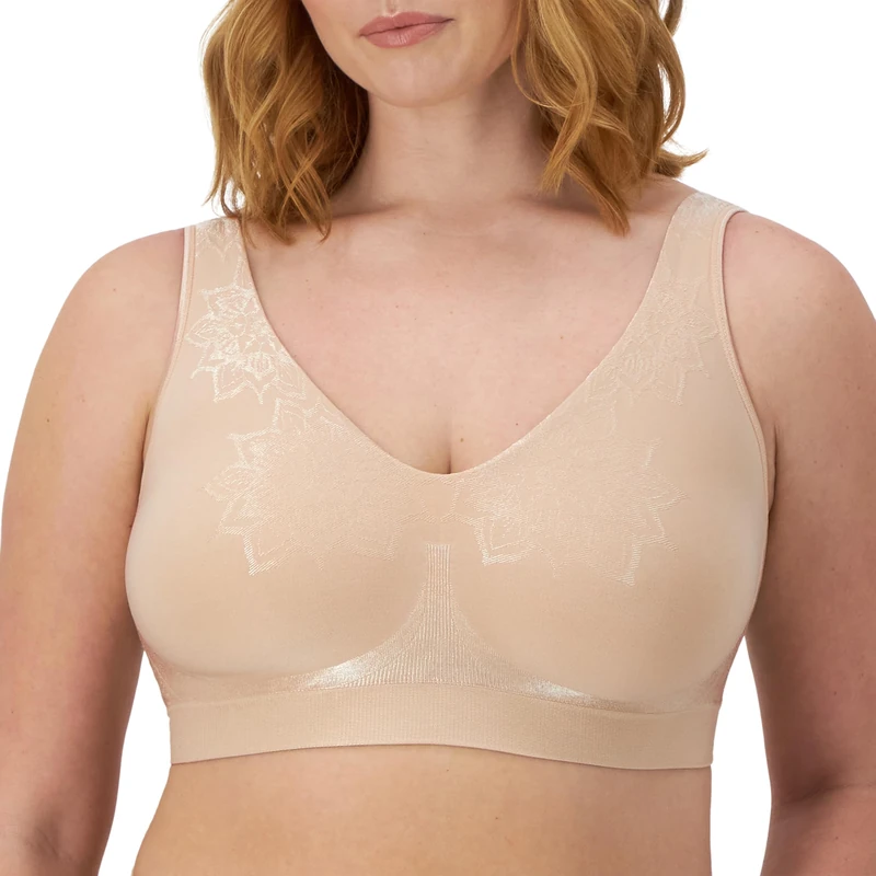 Bali Women's Comfort Revolution Non-Wired Bra with Intelligent Sizes, Almond Aztec, M