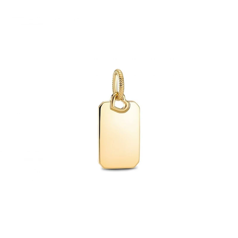 Pandora Moments Engravable rectangle 14k gold-plated pendant,