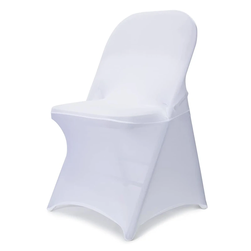 Babenest Spandex Folding Chair Covers: 50 Pieces Upgraded Universal Washable Chair Protector for Weddings, Holidays, Banquets, Parties and Celebrations Standard White
