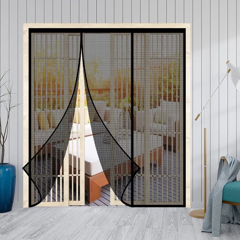Magnetic Screen Door - Self Sealing Magnets, Reinforced Fiberglass Heavy Duty Mesh Net Closure for Sliding Door, Patio, Bedroom-Hands Free, Pets&Kids Friendly, Fit Doors Size Up to 72 x 80 Inch, Black