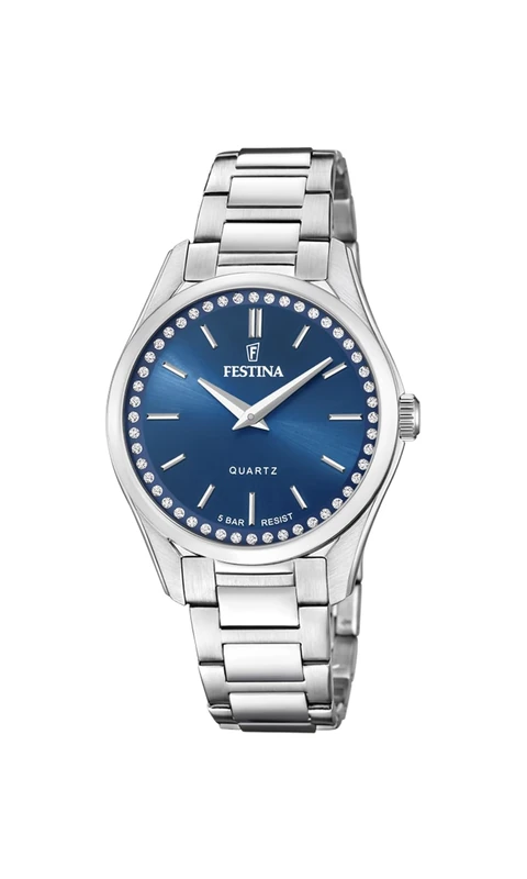 Festina Mademoiselle Watch, Silver-Grey/Blue, 35.5, Bracelet