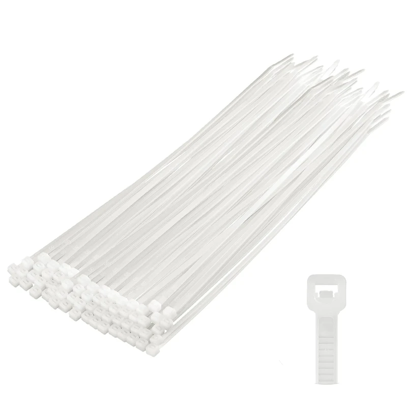 MEKEET White Multi-Purpose Cable Ties, Cable Ties Reusable, Nylon Zip Ties, Tie Wraps Heavy Duty, Secure Self-Locking Mechanism, for Household, Office, Garden and DIY