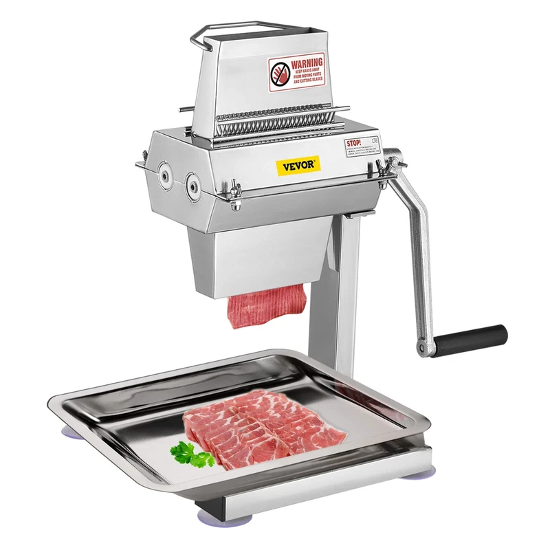 Vevor Meat Tenderizer Machine, 5 in/12.5 cm Cutting Width, Manual Steak Tenderizer with Stainless Steel Blades and C-Clamp Combs, Heavy Duty Construction Tendering Pork Beef Mutton, Sliver - Image 1