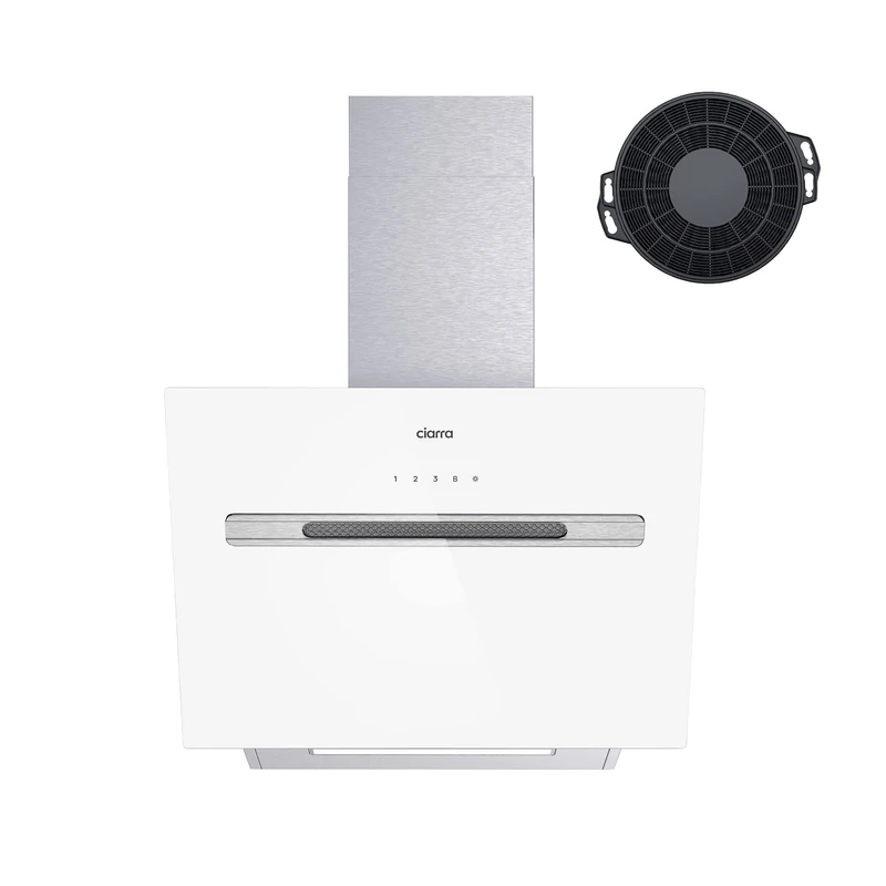 CIARRA ASS6736G Class A+++ 60cm Chimney Angled Cooker Hood WIFI&Touch Control 700m³/h 4 Speeds with Booster Recirculating Ducting Wall Mounted Kitchen Extractor Fan with Carbon Filters - Image 1