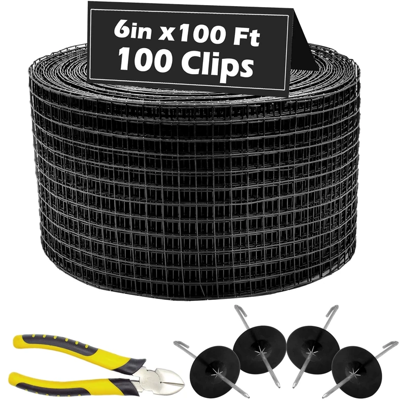 PROLEE 6 Inch X 100FT Solar Panel Bird/Critter Guard Anti-Rust with 100 Fastener Clips Rooftop Solar Panel Bird Wire Screen, Removable Without Damage
