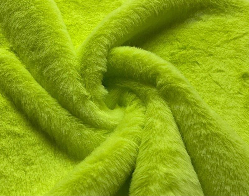 Super Luxury Faux Fur Fabric Material - Plush Super Soft NEON Yellow, 1Mtr - 150cm x 100cm