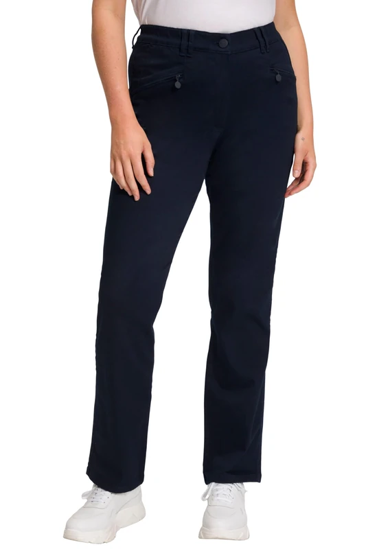 Ulla Popken Women's Basic-Stretchhose Mony Pants, Navy Blau,
