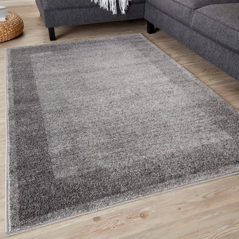 THE RUGS Ultra Soft Area Rug – Modern Luxury Fluffy Rug, Grey Plain Pattern Rugs for Living Room, Bedroom, Kids Room (60x240 cm, Grey)