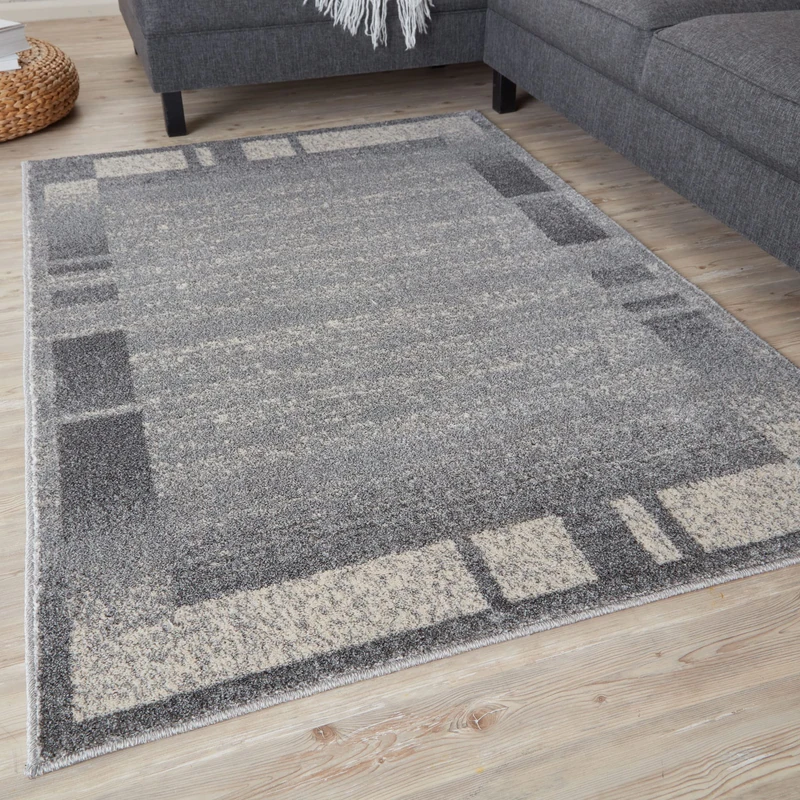 THE RUGS Ultra Soft Area Rug – Modern Luxury Fluffy Rug, Grey Plain Pattern Rugs for Living Room, Bedroom, Kids Room (80x150 cm, Grey)