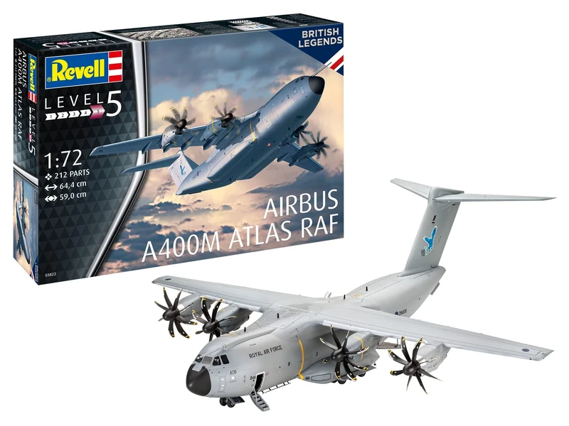 Revell 03822 Airbus A400M Atlas RAF“ 1:72 Scale Unbuilt/Unpainted Plastic Model Kit