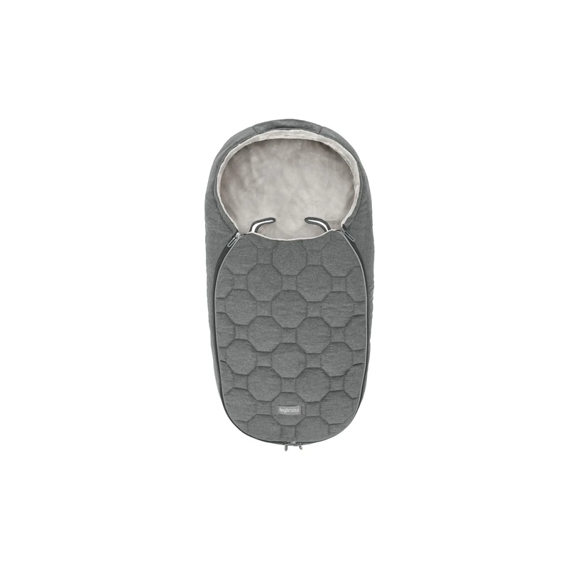Inglesina Newborn Wintermuff in Stone Grey - Water & Stain Resistant Quilted Fabric, Thermal Seal, Reflective Details, Non-Slip Rear Insert, Double Zip Baby Footmuff for Strollers and Pushchairs