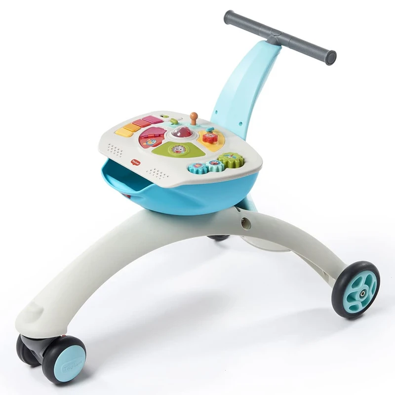 Tiny Love 5-in-1 Here I Grow, Baby Walker, Ride-On Toy, Balance Bike with Safety Brake, Push Toy, 6 Months - 3 Years, Meadow Days, Blue