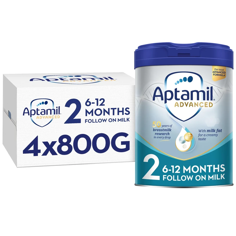 Aptamil Advanced 2 Follow On Baby Milk Powder Formula, 6-12 Months, 800g (Pack of 4)
