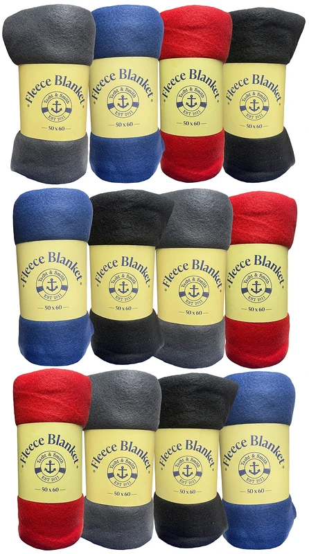 YACHT & SMITH Soft Fleece Blankets 50 X 60, Lightweight, Cozy Warm Throws Dark Colorful Blanket Sofa Travel Outdoor, Wholesale