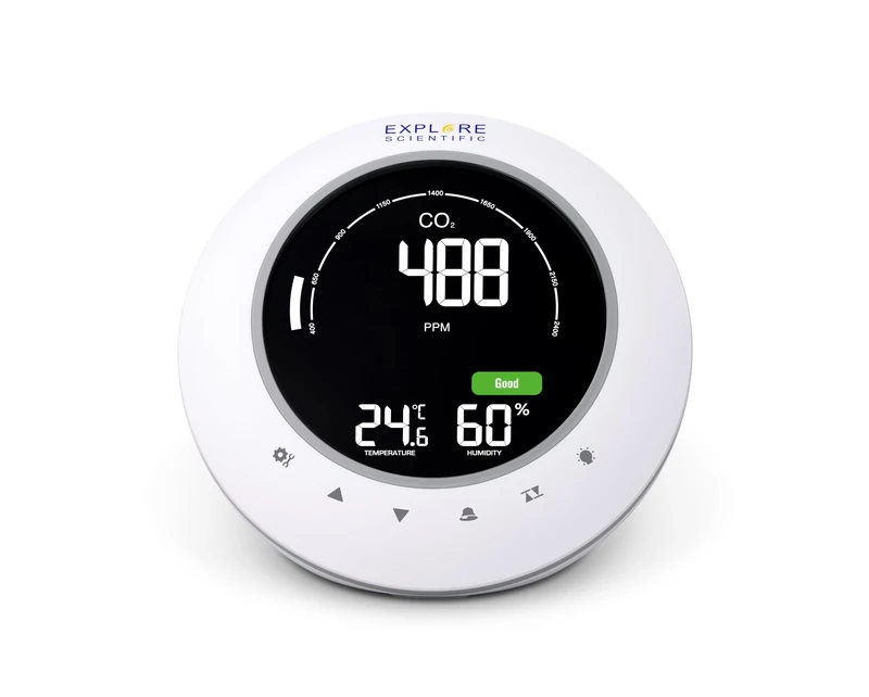 Explore Scientific, WSH2001 Air Quality Monitor, Carbon Dioxide, Humidity, Temperature, White - Image 1