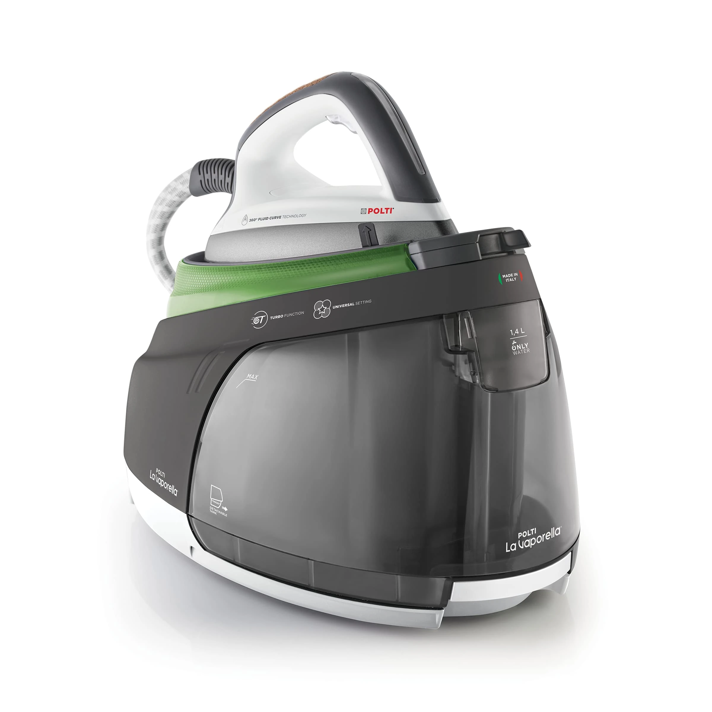 Polti La Vaporella XT90C Steam Generator Iron with Boiler, 7 Bar, 1.4 L Tank, Eco Function, Steam Pulse 450g