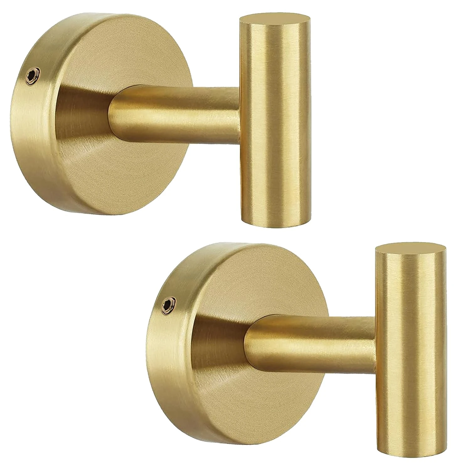 QNIIAED Bathroom Towel Hook, 2 Pack Back of Door Hooks Screw in Metal Stainless Steel Hanger for Coat,Robe,Clothes(Brushed Brass Gold)