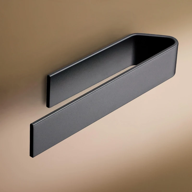 Designfactory Hamburg towel rail | Self Adhesive towel holder | towel rail for bathroom and kitchen | 22 cm | Modern design | Matt Black