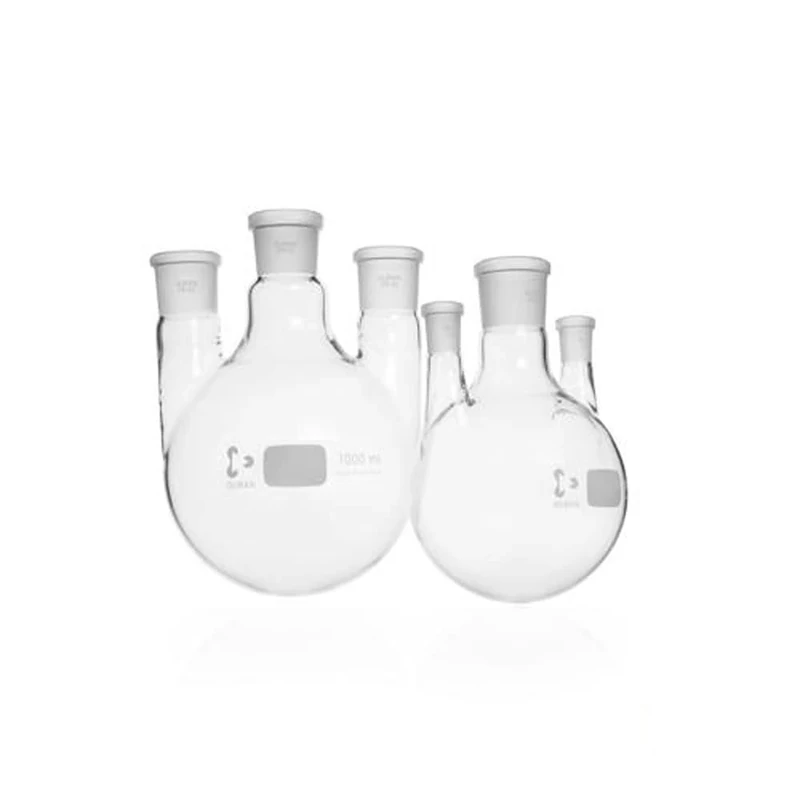 DWK Life Sciences SD-1194 Duran borosilicate glass 3.3 three-neck round flask, NS 29/32 middle neck, NS 14/23 side neck, 2000 ml capacity