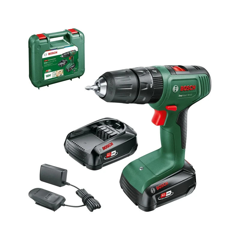 Bosch Cordless Combi Drill EasyImpact 18V-40 (2 Batteries, 18 Volt System, in Carrying case)