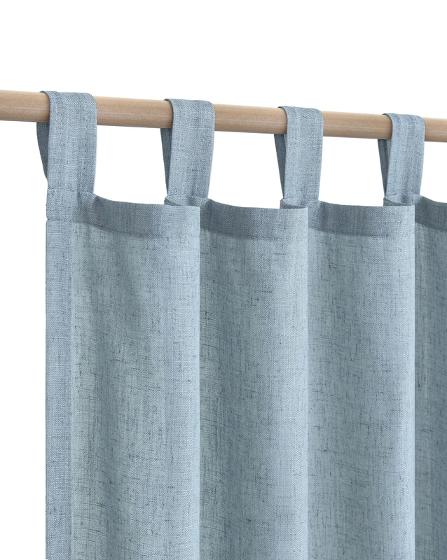 KOUFALL Light Blue Curtains for Living Room 2 Panels Tab Top Curtains Flax Linen Semi Sheer Curtains for Sliding Door Dining Room Office Country Style 2M Stone Vintage Blue Grey