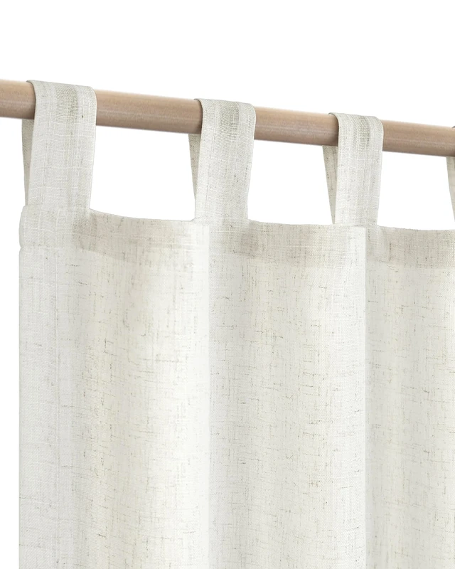 KOUFALL Long Curtains 2 Panels Sheer Linen Light Filtering Boho Farmhouse 9ft Floor Length Curtains for Large Window Cream Ivory Off White