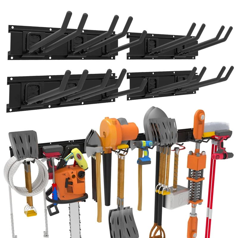 Mutilife Garage Tool Organizer Wall Mount: 64 Inch Garden Yard Lawn Tool Organize with 10 Hook, Heavy Organization and Storage for Shovel Rack Ladder,Garage Storage Tool for Valentines Day Gifts