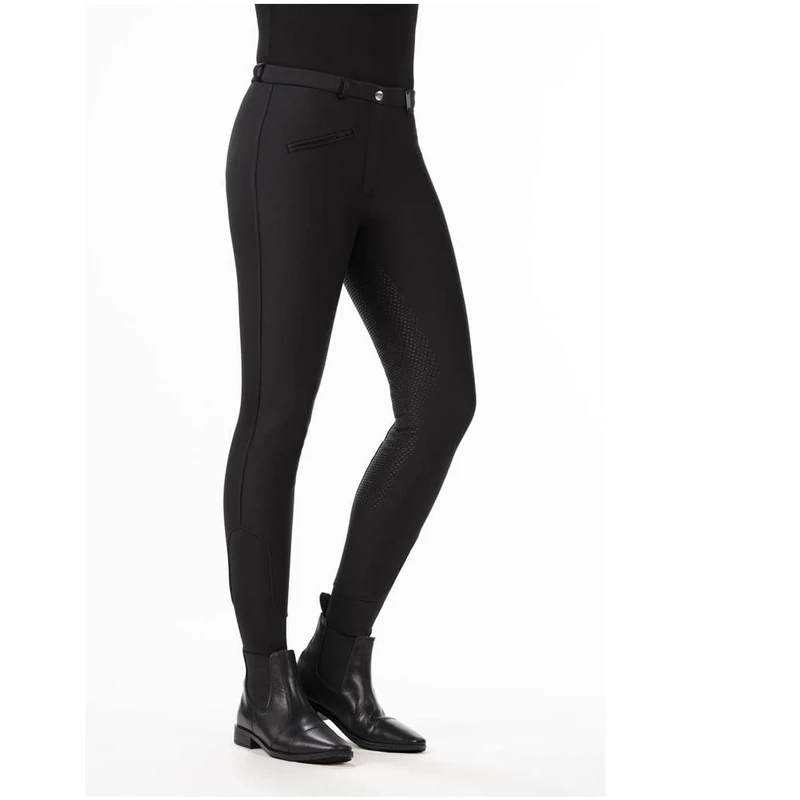 HKM Girl's Winner Silicone seat Winter Softshell Breeches, Black, 6/7 Years