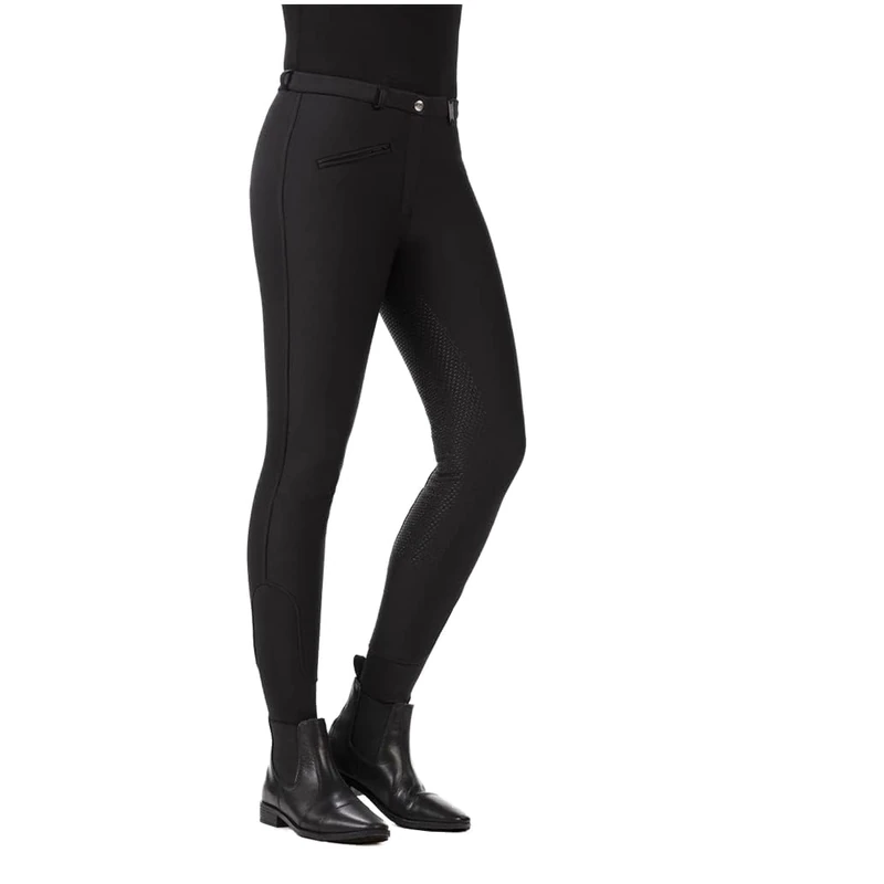 HKM Girl's Winner Silicone seat Winter Softshell Breeches, Black, 13/14 Years