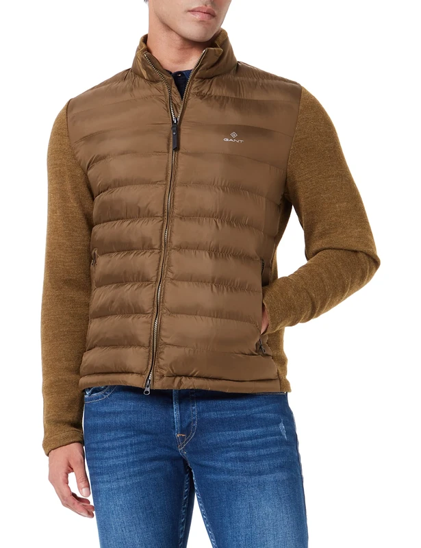 GANT Men's D1. Mixed Media Light Padded JKT, Army Green, 5XL - Image 1